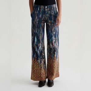 AG Art Multicolor Wide-Leg Stella Low Slung Palazzo Pants